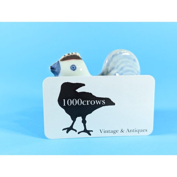 Asian Blue and white ceramic chicken trinket box, nesting hen ink box, sweetener - Picture 10 of 10
